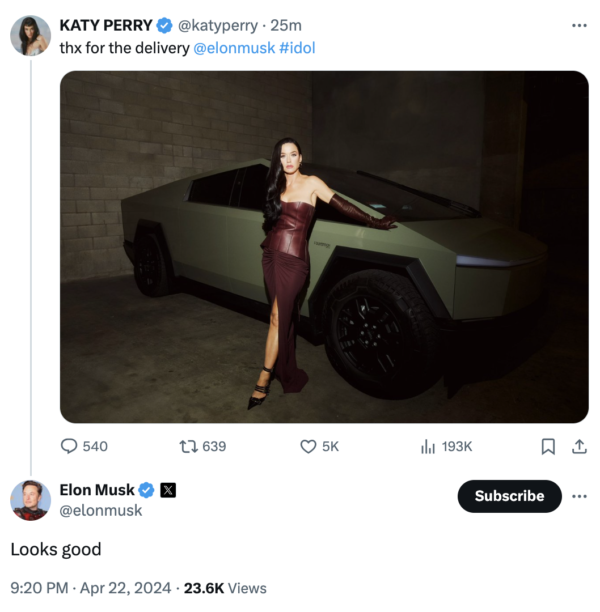 Elon gave Katy Perry a Cybertruck | Rivian Forum – Rivian R1T …