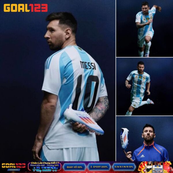 Leo Messi trong bộ áo đấu Argentina sân nhà và đôi F50  Nhìn có chất nhà vô địch thế giới lắm ????