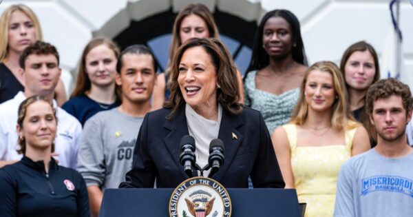 Kamala Harris keeps her first public remarks since Biden ended his campaign short and sweet