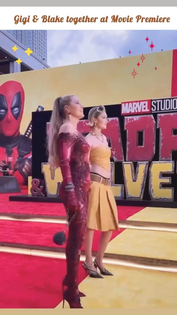 Gigi and Blake Posing for paparazzi at deadpool & Wolverine premiere 💛🫶🏼