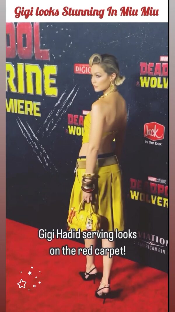 Gigi looks stunning at Deadpool & Wolverine Premiere 💛