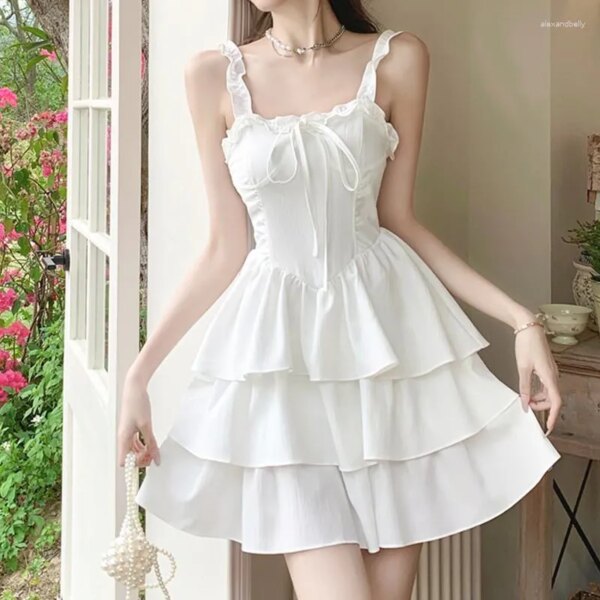 2023 Summer Y2K Backless Club Fairy Dress Sleeveless Spaghetti Strap Mini Korean Style Korean Party Dress With White Slip Casual And Sexy From Alexandbelly, $21.38