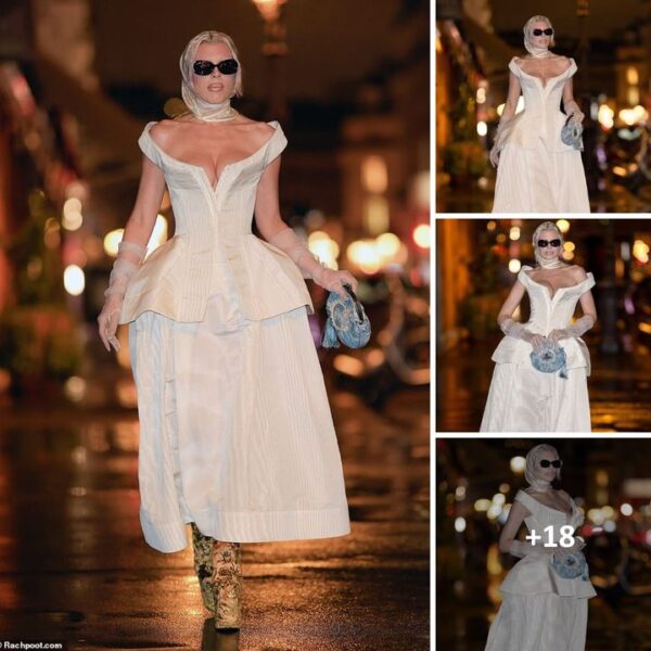 Actress Julia Fox exudes vintage glam in a stunning ivory Victorian dress at Paris Fashion Week