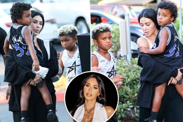 Makeup-free Kim Kardashian enjoys outing with sons Saint, Psalm at burger joint