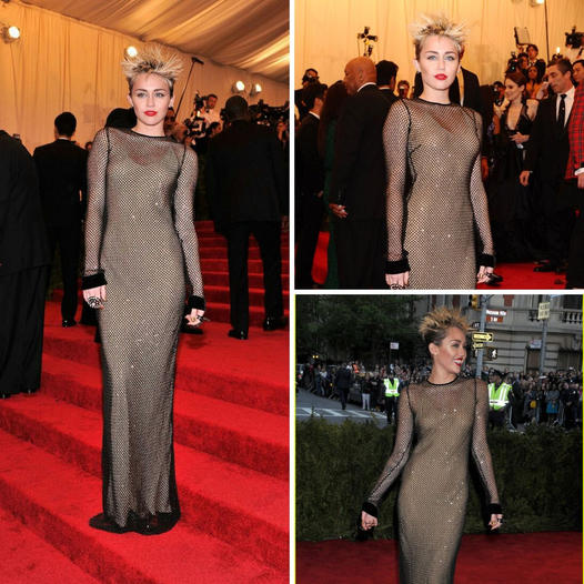 Throwback to Miley Cyrus rocking a daring mesh Marc Jacobs dress at the Met Gala red carpet in 2013. Who could forget th…