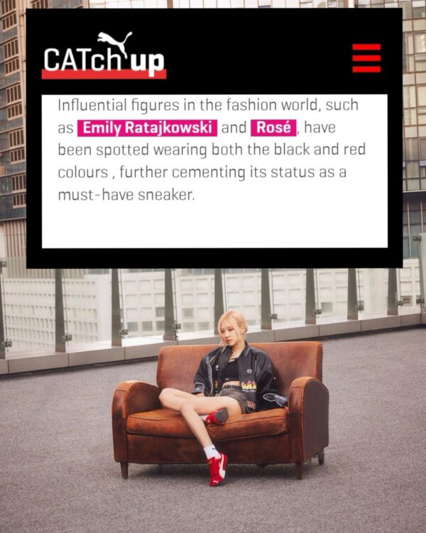 ROSÉ was mentioned in PUMA CATch up 

“Influential figures in the fashion world, such as Emily Ratajkowski and Rosé, have been spotted wearing both the black and red colours, further cementing its status as a must-have sneaker”

🖇️https://t.co/K9KiQnRMiM

#ROSÉ #로제 #PUMAxROSÉ https://t.co/UuVoG3HzKb