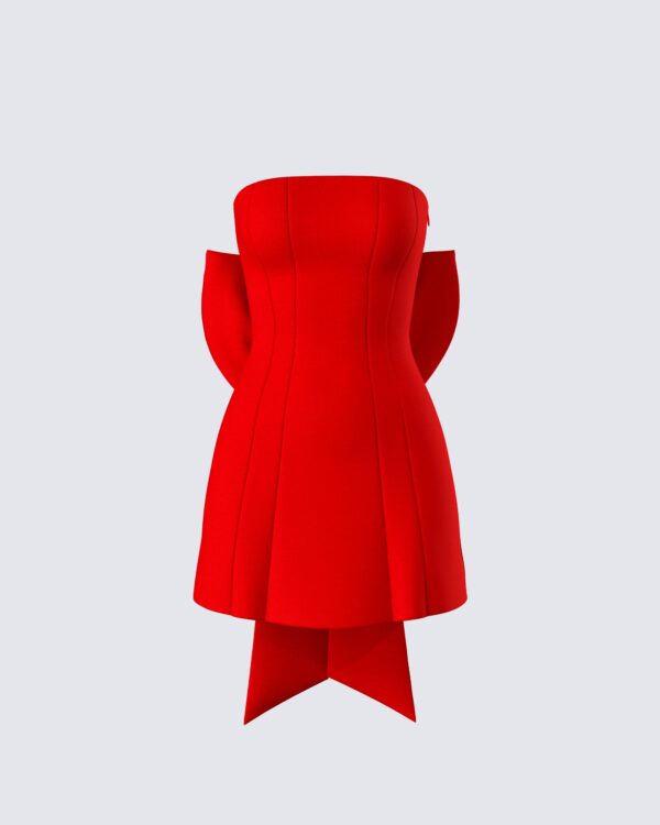 McKay Red Strapless Bow Mini Dress