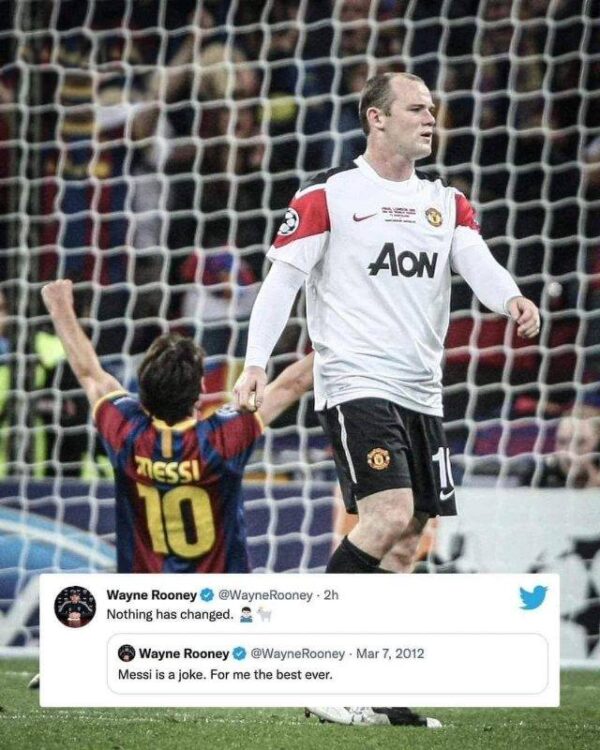 Wayne Rooney đăng trên X vào 2012 khi Messi 25 tuổi "Messi cầu thủ xuất sắc nhất từ ​​trước đến nay".🐐 11 năm sau, vào…