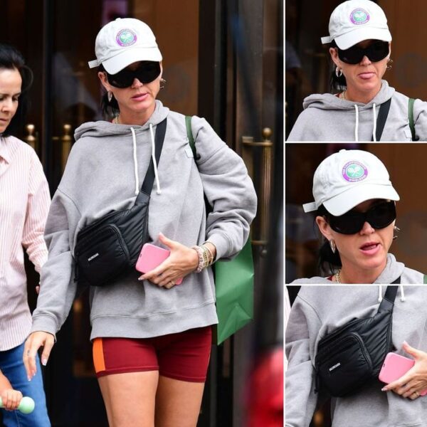 Katy Perry stuns in tiny red shorts during a shopping trip at Harrods with fiancé Orlando Bloom