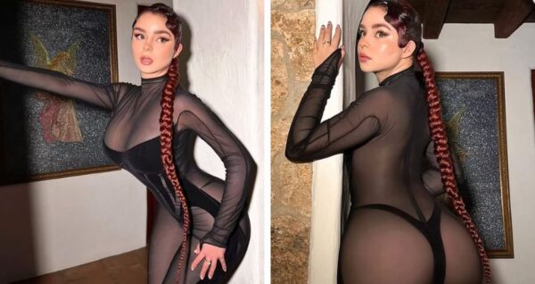 Demi Rose shows off her gorgeous figure as she amps up the ante in a black mesh outfit