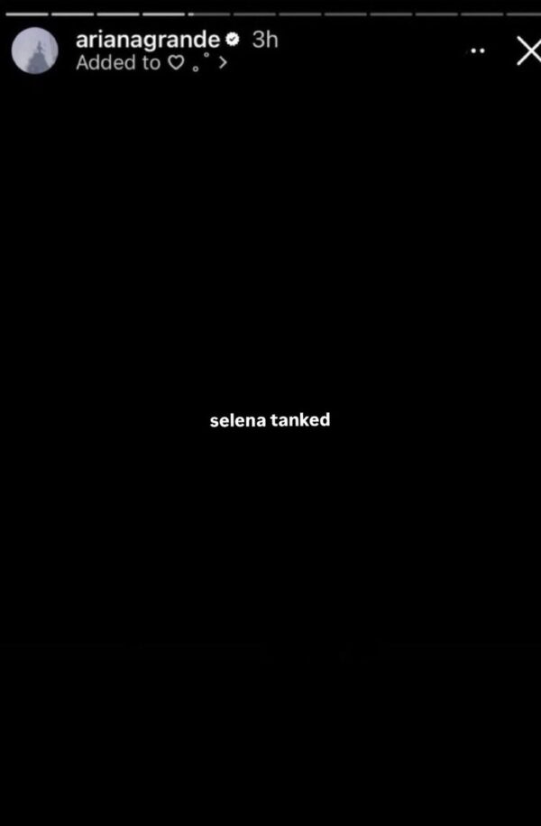 🚨 Ariana Grande via Instagram post. 

"Selena tanked" https://t.co/aTzZKlLORt