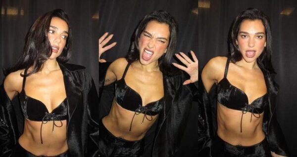 Dua Lipa sets pulses racing as she flaunts her incredible figure in a black velour bralette in racy new snaps – CELEB NEWS