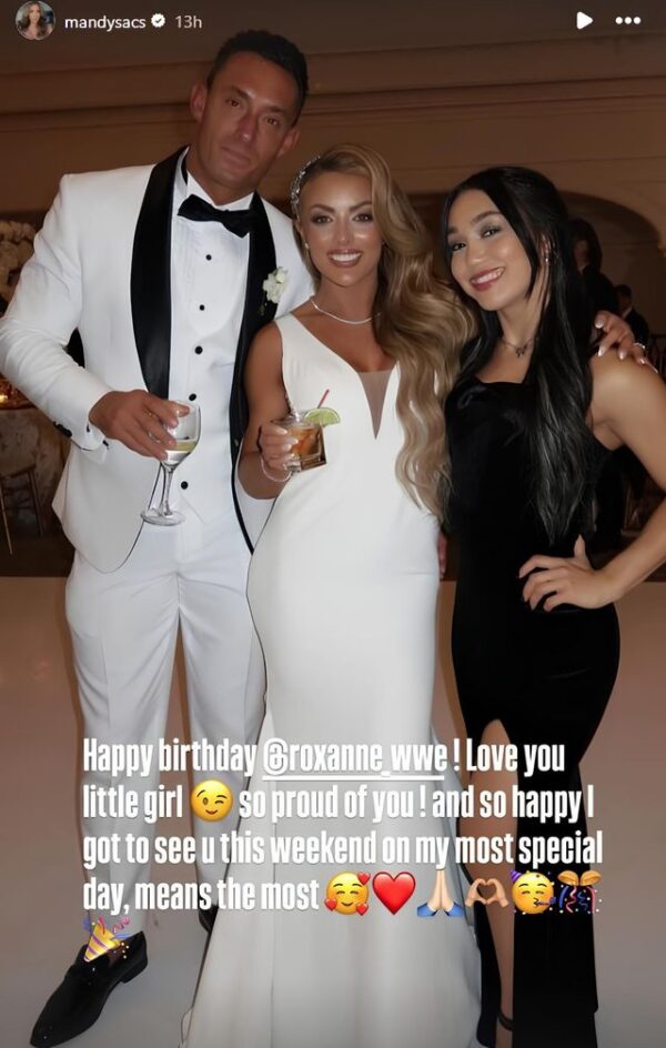 #MandyRose sends birthday wishes to #NXT Women's Champion #RoxannePerez after she attended her wedding! 🎉💍