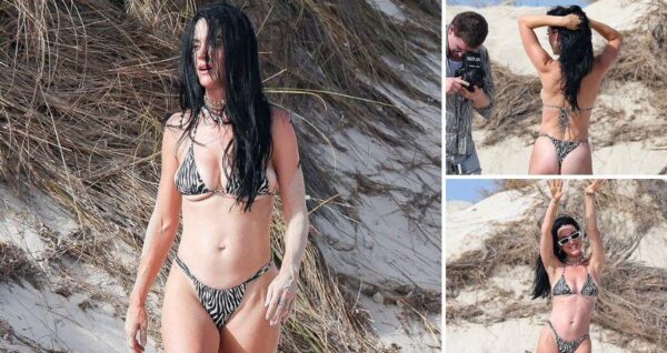 Katy Perry shows off her incredible figure in a TINY zebra-print bikini while filming raucous new music video in Ibiza – CELEB N…