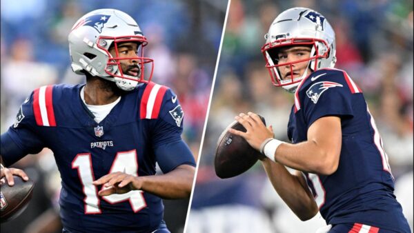 How Patriots’ chances of beating Titans change with Jacoby Brissett vs. Drake Maye – NECN